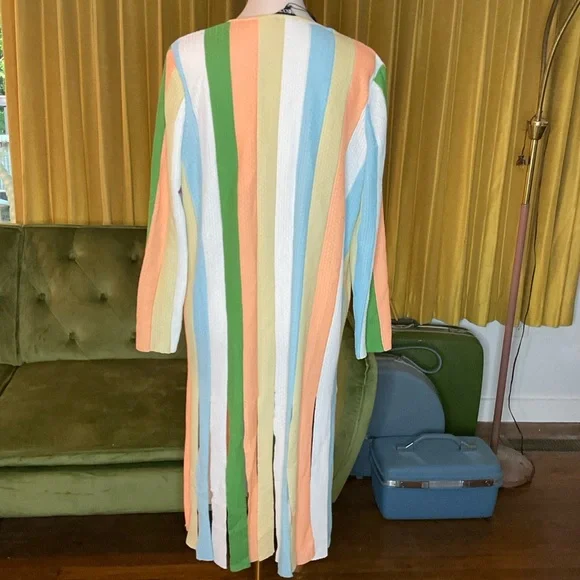 Misook Heritage Intarsia Fringe Knit Jacket Sz Med - Picture 3 of 4